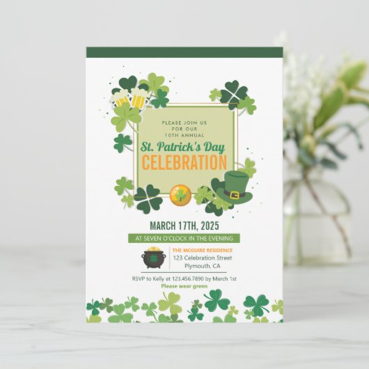 Modern St. Patrick's Day Party Kaart (Staand voorkant)