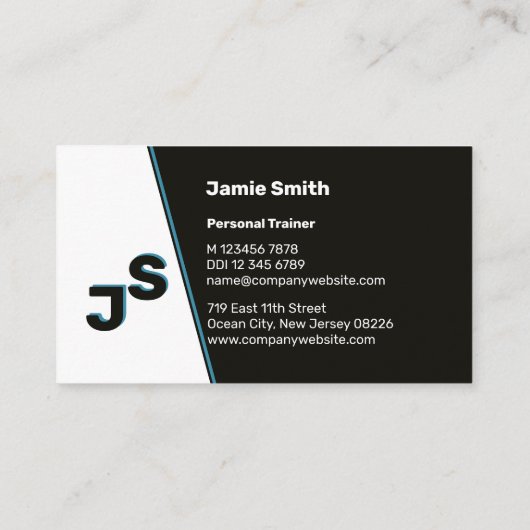 Modern staal blauw accent strakke persoonlijke tra visitekaartje (Achterkant)