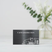Modern staal metaal achtergrond bouwbedrijf visitekaartje (Staand voorkant)
