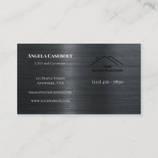 Modern staal metaal achtergrond bouwbedrijf visitekaartje (Achterkant)