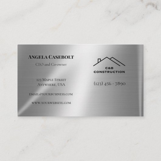 Modern staal metaal achtergrond bouwbedrijf visitekaartje (Achterkant)