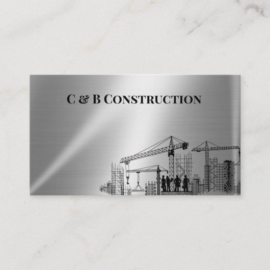 Modern staal metaal achtergrond bouwbedrijf visitekaartje (Voorkant)