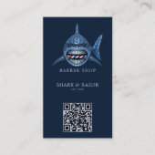 Modern Staalhaai Kapperszaak Logo Qr Code Visitekaartje (Voorkant)