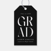 Modern Stacked Afstudeerder Zwart Afstuderen Favor Cadeaulabel (Voorkant)