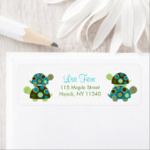 Modern Stacked Turtle Adresetiketten Etiket (Insitu)