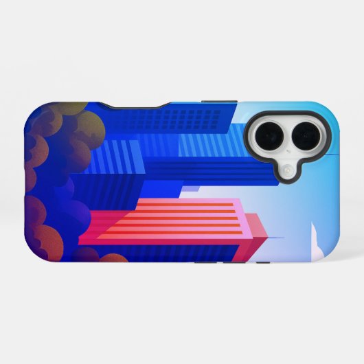 Modern stadsbeeld iPhone 16 hoesje (Achterkant horizontaal)