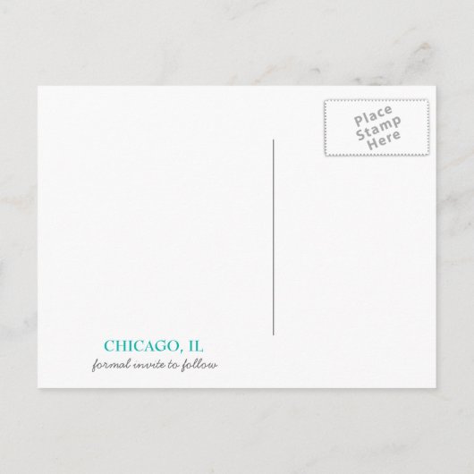 Modern stadsbeeld Save the Date Briefkaarten (Achterkant)