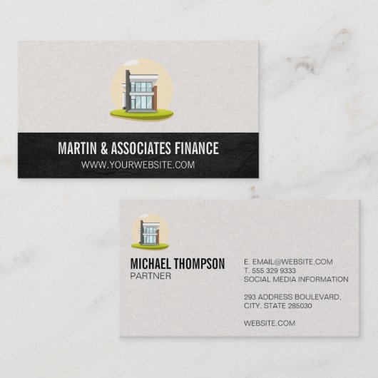 Modern Stadsbouwlogo Modern Huis Visitekaartje (Voorkant / Achterkant)