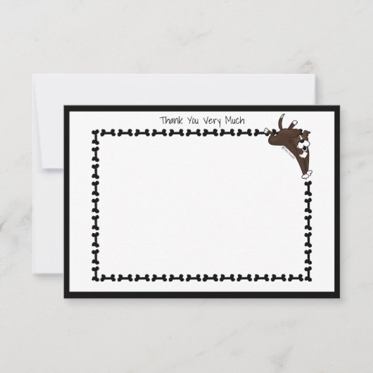 Modern Staffy Lab Hond Bone Zwart Wit Flat Bedankkaart (Voorkant)