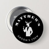 Modern Stag Party Black Bachelor Party Custom Name Ronde Button 7,6 Cm (Voorkant /achterkant)