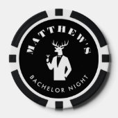 Modern Stag Party Black Casino Bachelor Party Poker Chips (Voorkant)
