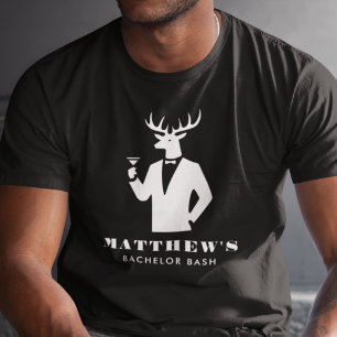 Modern Stag Party Zwarte Cocktails vrijgezellenfee T-shirt