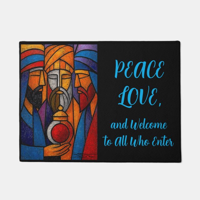 Modern Stained Glass Three Wise Men Deurmat (Voorkant)