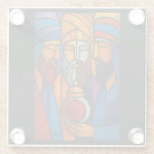 Modern Stained Glass Three Wise Men Glazen Onderzetter (Achterkant)