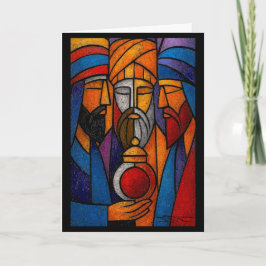 Modern Stained Glass Three Wise Men in English Kaart