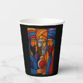 Modern Stained Glass Three Wise Men in English Papieren Bekers (Achterkant)