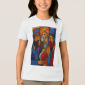 Modern Stained Glass Three Wise Men in English Tri-Blend Shirt (Voorkant)