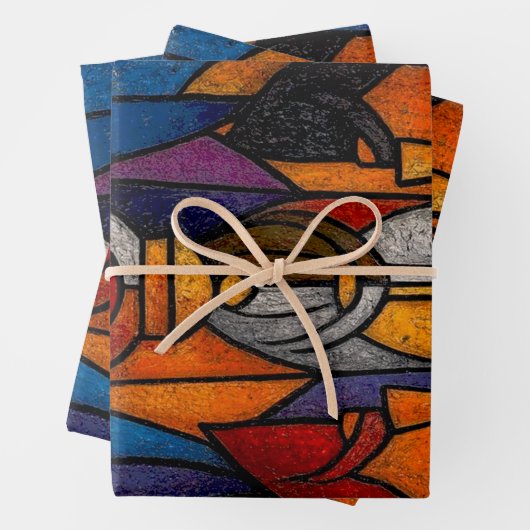 Modern Stained Glass Three Wise Men Inpakpapier Vel (In situ)