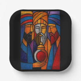 Modern Stained Glass Three Wise Men Papieren Bordje