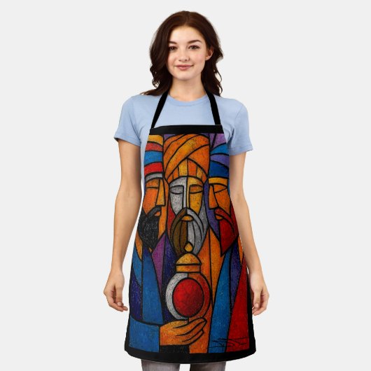 Modern Stained Glass Three Wise Men Schort (Gedragen)