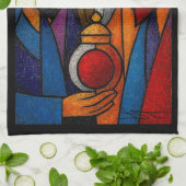 Modern Stained Glass Three Wise Men Theedoek (Gevouwen)