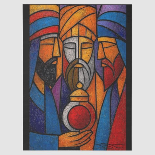 Modern Stained Glass Three Wise Men Tissuepapier (Voorkant)