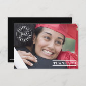Modern Stamp Photo Afstuderen Dank je | wit Bedankkaart (Voorkant / Achterkant)