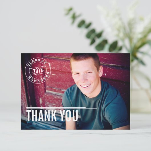 Modern Stamp Photo Afstuderen - Hartelijk dank Bedankkaart (Staand voorkant)