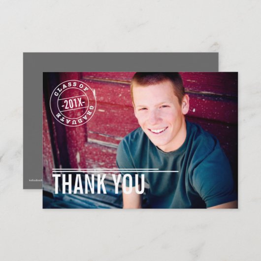 Modern Stamp Photo Afstuderen - Hartelijk dank Bedankkaart (Voorkant / Achterkant)