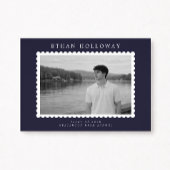 Modern Stamp Style Photo Graduation Announcement Kaart