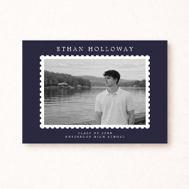 Modern Stamp Style Photo Graduation Announcement Kaart