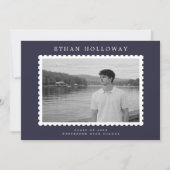 Modern Stamp Style Photo Graduation Announcement Kaart (Voorkant)