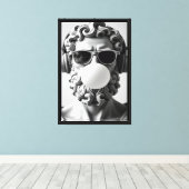 Modern standbeeld met hoofdtelefoon canvas afdruk (Insitu (Houten vloer))
