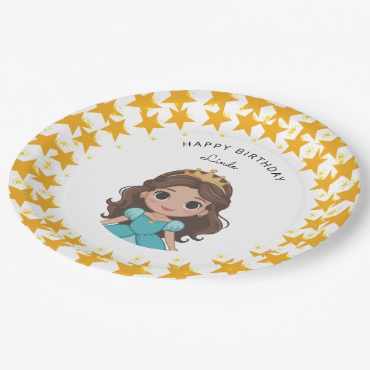 Modern Star and Disney Princess Birthday gold Papieren Bordje (Gekanteld)
