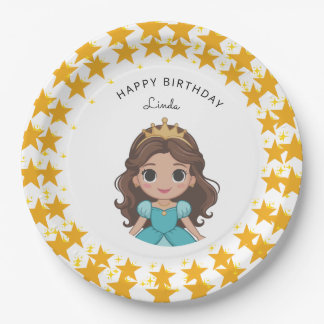 Modern Star and Disney Princess Birthday gold Papieren Bordje