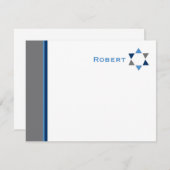 Modern Star Bar Mitzvah - Hartelijk dank Notitiekaartje (Voorkant / Achterkant)