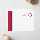 Modern Star Bar Mitzvah - Hartelijk dank Notitiekaartje (Voorkant / Achterkant in situ)