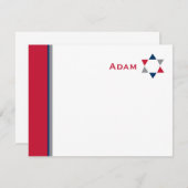 Modern Star Bar Mitzvah - Hartelijk dank Notitiekaartje (Voorkant / Achterkant)