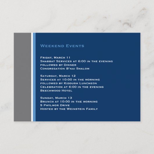 Modern Star Bar Mitzvah-insteekkaart Informatiekaartje (Voorkant)