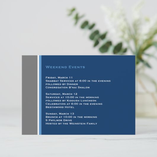 Modern Star Bar Mitzvah-insteekkaart Informatiekaartje (Staand voorkant)