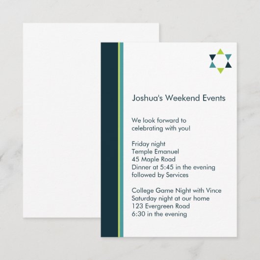 Modern Star Bar Mitzvah-insteekkaart Kaart (Voorkant / Achterkant)