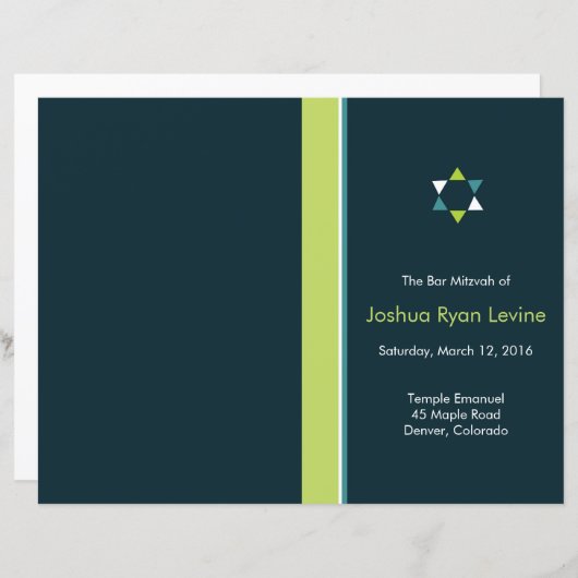 Modern Star Bar Mitzvah Program Flyer (Voorkant / Achterkant)