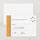 Modern Star Bar Mitzvah-reactiekaart Oranje Informatiekaartje (Voorkant / Achterkant)