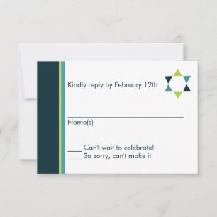 Modern Star Bar Mitzvah-reactiekaart RSVP Kaartje