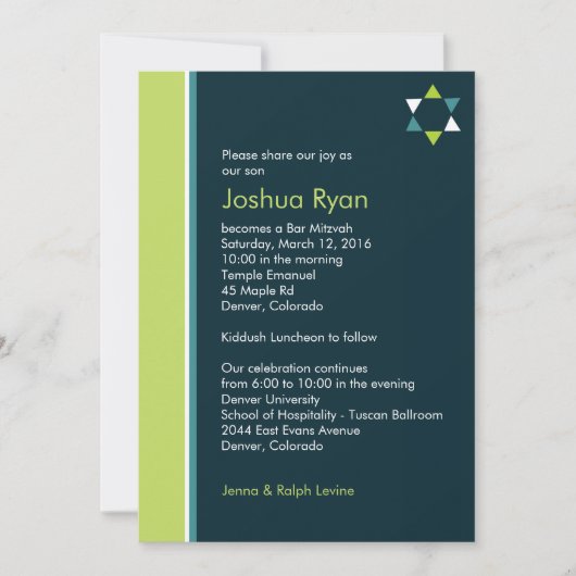 Modern Star Bar Mitzvah Uitnodiging (Voorkant)