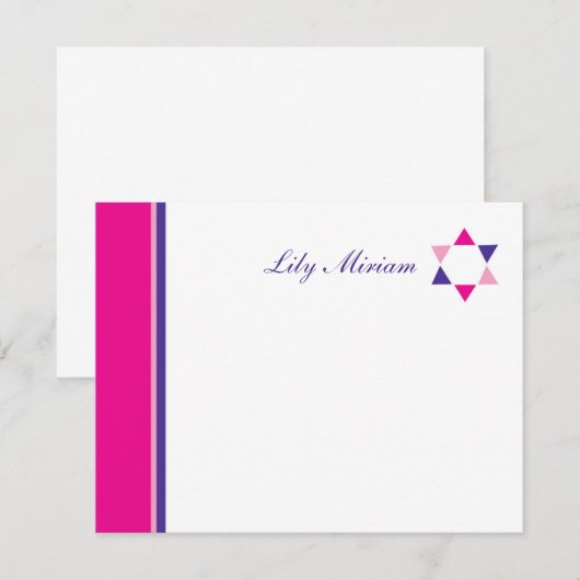 Modern Star Bat Mitzvah Hartelijk dank Bedankkaart (Voorkant / Achterkant)