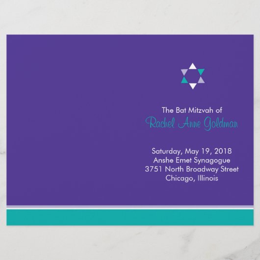 Modern Star Bat Mitzvah Program Flyer (Voorkant)