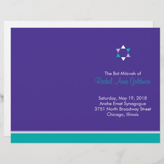 Modern Star Bat Mitzvah Program Flyer (Voorkant / Achterkant)