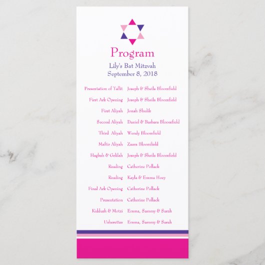 Modern Star Bat Mitzvah Programma Programmakaart (Voorkant)