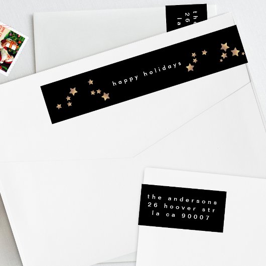 Modern Star Black Onyx Happy Holiday